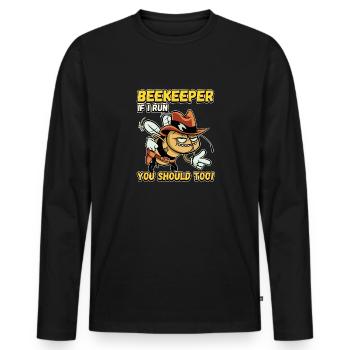 Beekeeper - if I run you should also be funny - Men's Premium Organic Long Sleeve Shirt - black - Front - Nico (187cm)