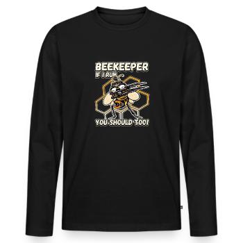 Apiculteur - si je cours, vous devriez aussi être drôle - T-shirt manches longues Premium bio Homme - noir - Devant - Nico (187cm)