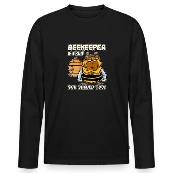 Apiculteur - si je cours, vous devriez aussi être drôle - T-shirt manches longues Premium bio Homme - noir - Devant - Nico (187cm)
