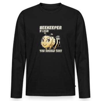 Apiculteur - si je cours, vous devriez aussi être drôle - T-shirt manches longues Premium bio Homme - noir - Devant - Nico (187cm)