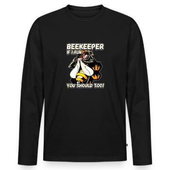 Beekeeper - if I run you should also be funny - Men's Premium Organic Long Sleeve Shirt - black - Front - Nico (187cm)