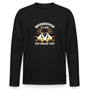 Apiculteur - si je cours, vous devriez aussi être drôle - T-shirt manches longues Premium bio Homme - noir - Devant - Nico (187cm)