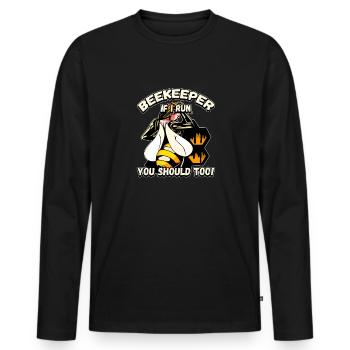Apiculteur - si je cours, vous devriez aussi être drôle - T-shirt manches longues Premium bio Homme - noir - Devant - Nico (187cm)