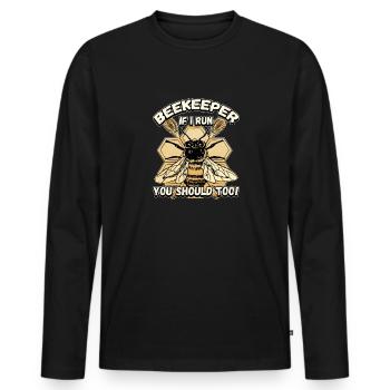 Beekeeper - if I run you should also be funny - Men's Premium Organic Long Sleeve Shirt - black - Front - Nico (187cm)