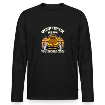 Apiculteur - si je cours, vous devriez aussi être drôle - T-shirt manches longues Premium bio Homme - noir - Devant - Nico (187cm)