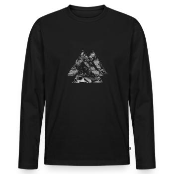 Valknut Wotan Nœud Guerriers Vikings Scandinaves - T-shirt manches longues Premium bio Homme - noir - Devant - Nico (187cm)