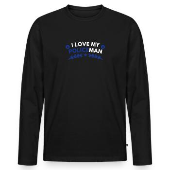 Ich Liebe Polizisten Polizeigesetz Handschellen - Männer Premium Bio Langarmshirt - Schwarz - Vorne - Nico (187cm)