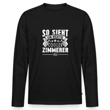 Zimmerer - Männer Premium Bio Langarmshirt - Schwarz - Vorne - Nico (187cm)