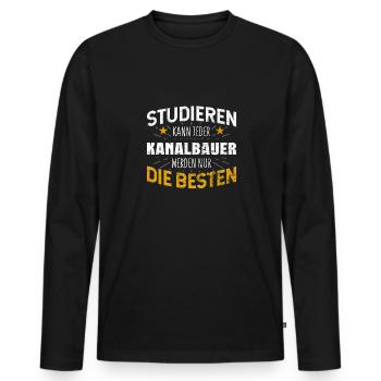 Kanalbauer - Männer Premium Bio Langarmshirt - Schwarz - Vorne - Nico (187cm)