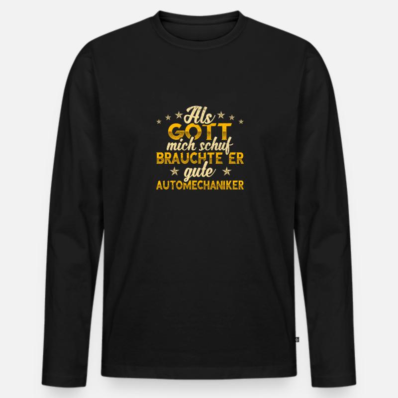 Automechaniker Gott mich schuf - Männer Premium Bio Langarmshirt - Schwarz