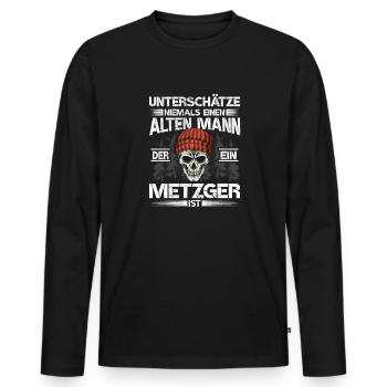 Metzger Alter mann Fleischer - Männer Premium Bio Langarmshirt - Schwarz - Vorne - Nico (187cm)