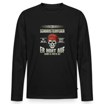 Schornsteinfeger hört auf wenn er fertig ist - Männer Premium Bio Langarmshirt - Schwarz - Vorne - Nico (187cm)