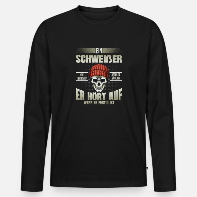 Schweißer - Männer Premium Bio Langarmshirt - Schwarz