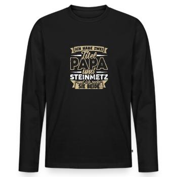 Steinmetz - Männer Premium Bio Langarmshirt - Schwarz - Vorne - Nico (187cm)
