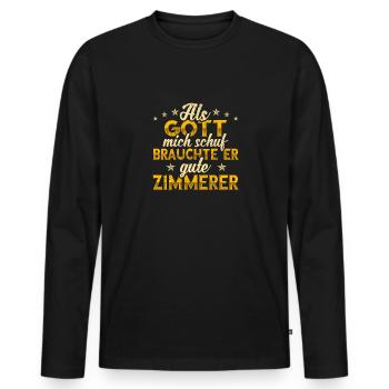 Zimmerer - Männer Premium Bio Langarmshirt - Schwarz - Vorne - Nico (187cm)