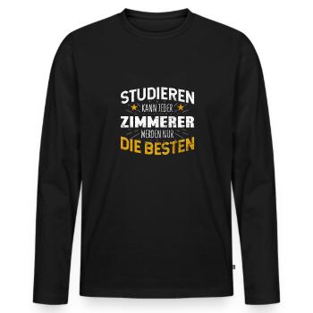 Zimmerer - Männer Premium Bio Langarmshirt - Schwarz - Vorne - Nico (187cm)