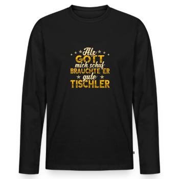 Tischler - Männer Premium Bio Langarmshirt - Schwarz - Vorne - Nico (187cm)