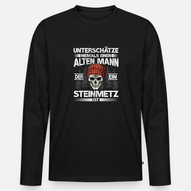 Steinmetz Alter mann Steinhauer - Männer Premium Bio Langarmshirt - Schwarz