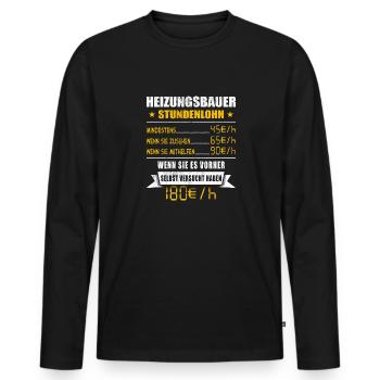 Heizungsbauer Stundenlohn Klempner - Männer Premium Bio Langarmshirt - Schwarz - Vorne - Nico (187cm)