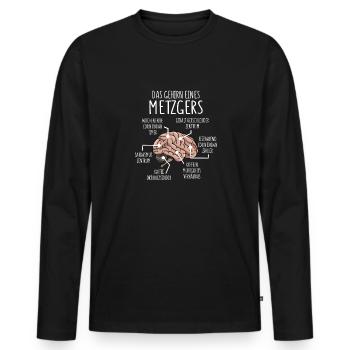 Metzger Anatomie - Männer Premium Bio Langarmshirt - Schwarz - Vorne - Nico (187cm)