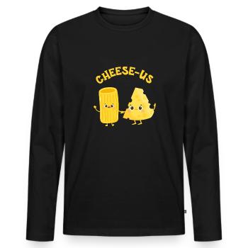 Fromage Mozzarella Fromage Amateur Fromage Gouda - T-shirt manches longues Premium bio Homme - noir - Devant - Nico (187cm)