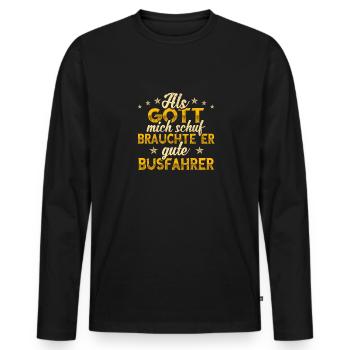 Busfahrer Bus - Männer Premium Bio Langarmshirt - Schwarz - Vorne - Nico (187cm)