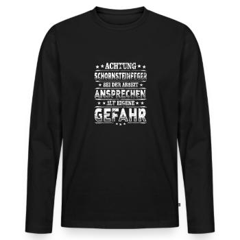 Schornsteinfeger Achtung Kaminkehrer bei Arbeit - Männer Premium Bio Langarmshirt - Schwarz - Vorne - Nico (187cm)