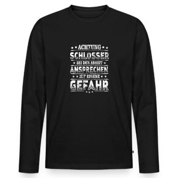 Schlosser - Männer Premium Bio Langarmshirt - Schwarz - Vorne - Nico (187cm)