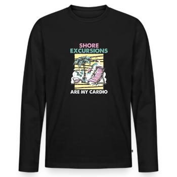 Shore Excursions Are My Cardio Cruise - Men's Premium Organic Long Sleeve Shirt - black - Front - Nico (187cm)