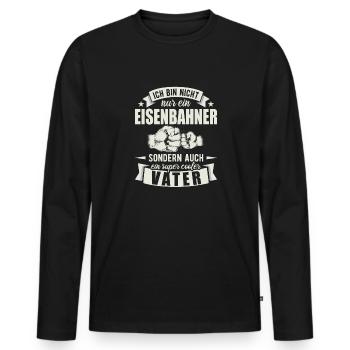 Eisenbahner Vater Papa Vatertag Schaffner - Männer Premium Bio Langarmshirt - Schwarz - Vorne - Nico (187cm)