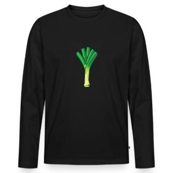 Lauch - Männer Premium Bio Langarmshirt - Schwarz - Vorne - Nico (187cm)