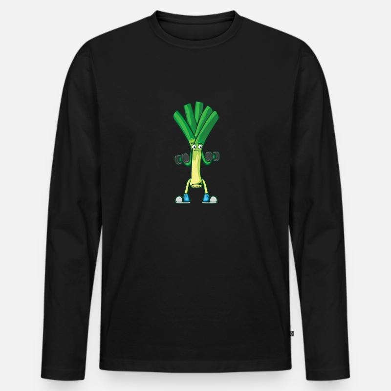 Lauch - Männer Premium Bio Langarmshirt - Schwarz