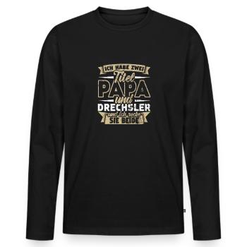 Drechsler - Männer Premium Bio Langarmshirt - Schwarz - Vorne - Nico (187cm)