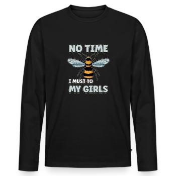 Pas le temps que je doive aller chez mes filles apicultrices - T-shirt manches longues Premium bio Homme - noir - Devant - Nico (187cm)