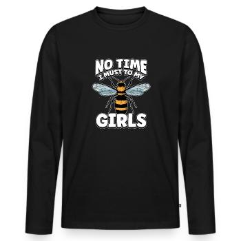 Pas le temps que je doive aller chez mes filles apicultrices - T-shirt manches longues Premium bio Homme - noir - Devant - Nico (187cm)