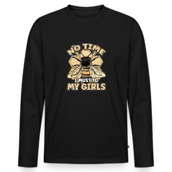 No time I have to go to my girls bee beekeeper - Men's Premium Organic Long Sleeve Shirt - black - Front - Nico (187cm)