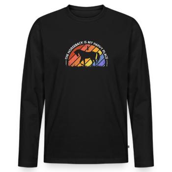 Voltigieren The Horseback Is My Happy Place - Männer Premium Bio Langarmshirt - Schwarz - Vorne - Nico (187cm)