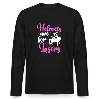 Voltigieren Helmets Are For Losers - Männer Premium Bio Langarmshirt - Schwarz - Vorne - Nico (187cm)