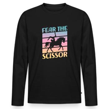 Voltigieren Fear The Scissor Vaulting - Männer Premium Bio Langarmshirt - Schwarz - Vorne - Nico (187cm)