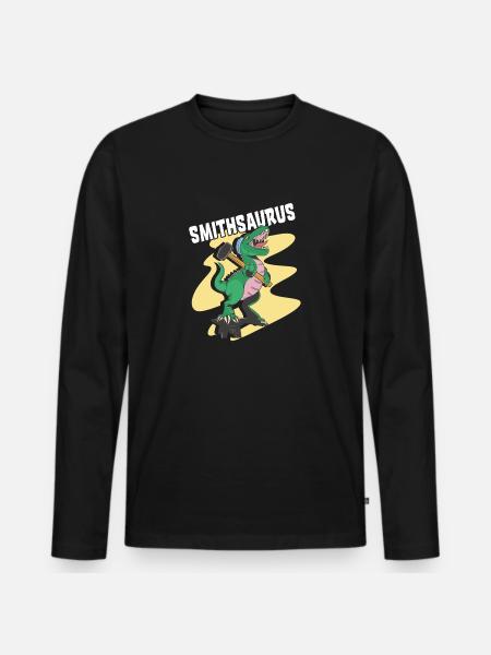 Blacksmith Dinosaur Blacksmithing saurus rex - Men's Premium Organic Long Sleeve Shirt - black