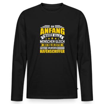 Hafenschiffer Alle Menschen gleich - Männer Premium Bio Langarmshirt - Schwarz - Vorne - Nico (187cm)