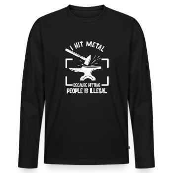 Je frappe du metal parce que frapper des gens est illégal - T-shirt manches longues Premium bio Homme - noir - Devant - Nico (187cm)