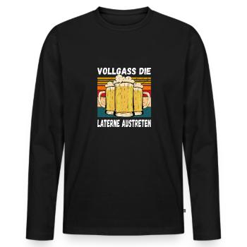 Vollgass die Laterne Austreten Humor Trinkspruch - Männer Premium Bio Langarmshirt - Schwarz - Vorne - Nico (187cm)
