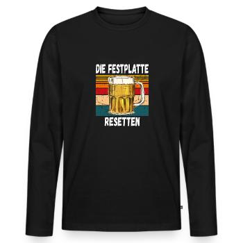 Die Festplatte Resetten witziger Trinkspruch - Männer Premium Bio Langarmshirt - Schwarz - Vorne - Nico (187cm)