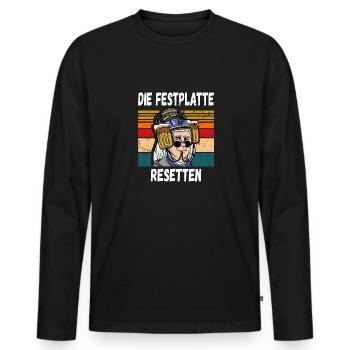 Die Festplatte Resetten witziger Trinkspruch - Männer Premium Bio Langarmshirt - Schwarz - Vorne - Nico (187cm)