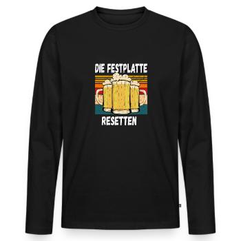 Die Festplatte Resetten witziger Trinkspruch - Männer Premium Bio Langarmshirt - Schwarz - Vorne - Nico (187cm)