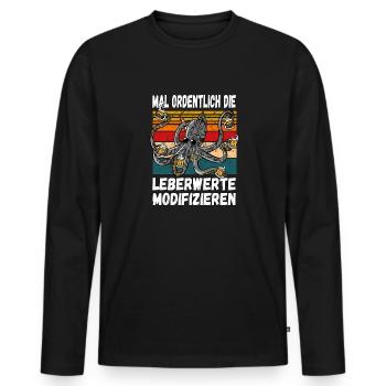 Mal Ordentlich die Leberwerte Modifizieren Witzig - Männer Premium Bio Langarmshirt - Schwarz - Vorne - Nico (187cm)