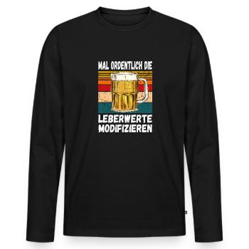 Mal Ordentlich die Leberwerte Modifizieren Witzig - Männer Premium Bio Langarmshirt - Schwarz - Vorne - Nico (187cm)