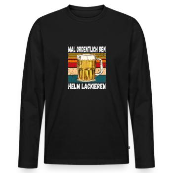 Mal Ordentlich den Helm Lackieren Witziger Spruch - Männer Premium Bio Langarmshirt - Schwarz - Vorne - Nico (187cm)