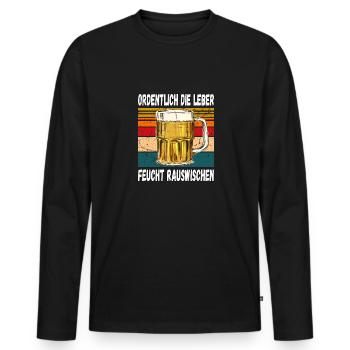 Ordentlich die Leber Feucht Rauswischen Lustig - Männer Premium Bio Langarmshirt - Schwarz - Vorne - Nico (187cm)